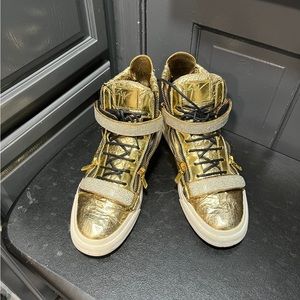 Giuseppe Zanotti Metallic Leather High-Top Sneakers